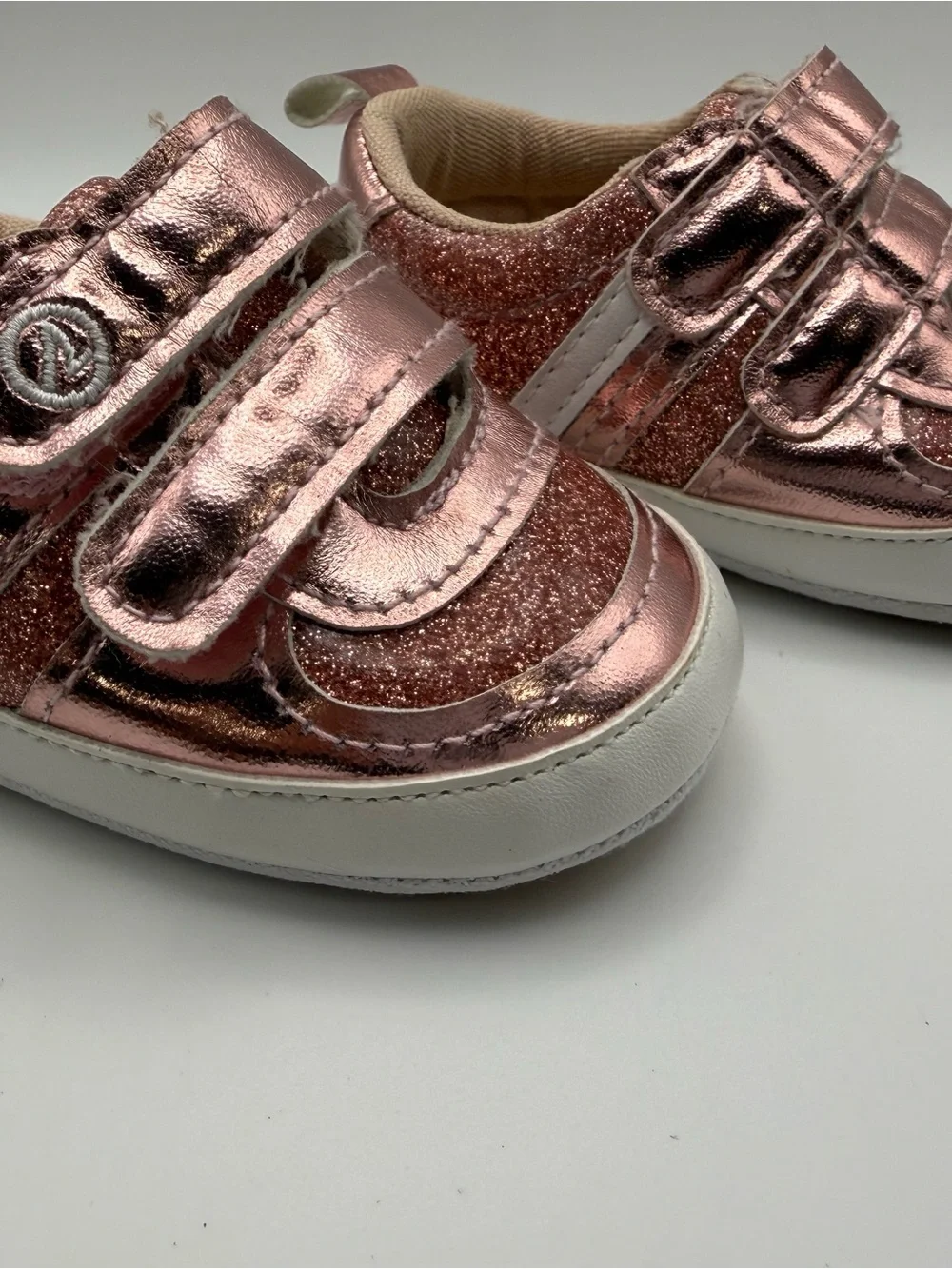 Sperry Toddler Rose Gold Glitter Velcro Sneakers
